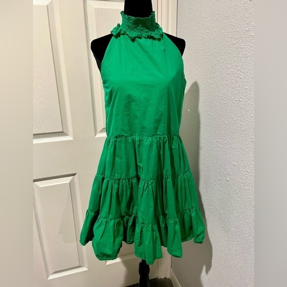 Alexia Admor ~ Green Smocked Neck Trapeze ~MOLLY DRESS $245 size 2 halter - Picture 3 of 14